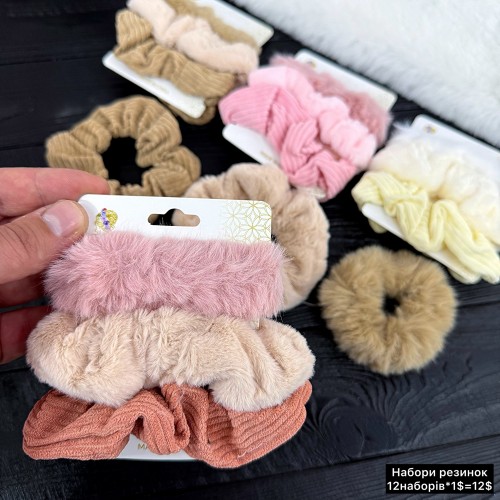 Резинки для волосся 10361 Ціна за 6 наборів (18шт.)